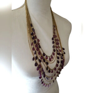 Multi strand Purple Raindrop Necklace